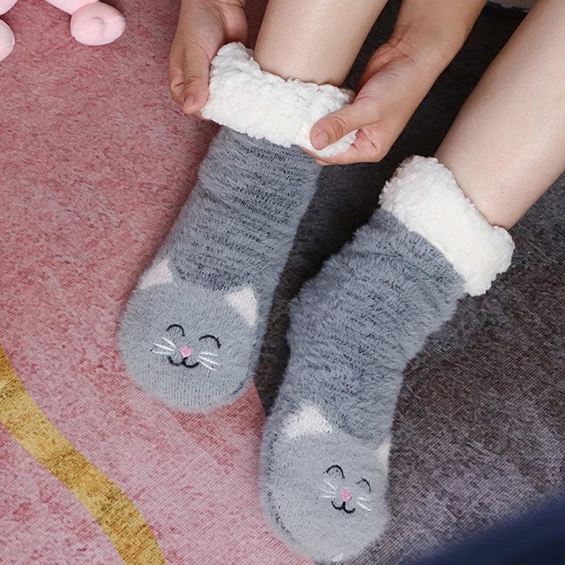 chaussette chausson chat  Gray / One Size