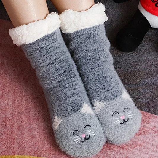 chaussette chausson chat  Gray / One Size