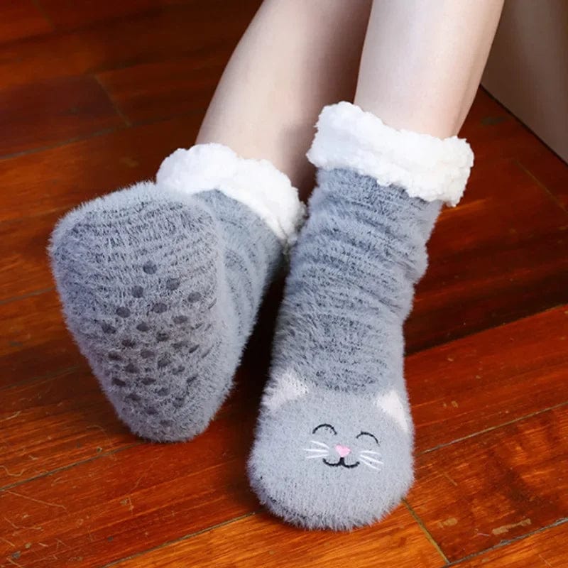 chaussette chausson chat  Gray / One Size