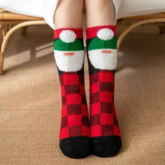 chaussettes chausson de noel Red lattice old man / One Size