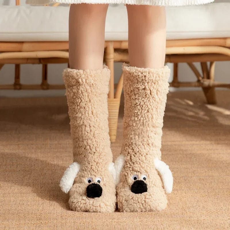 chaussettes chausson Light coffee puppy / One Size