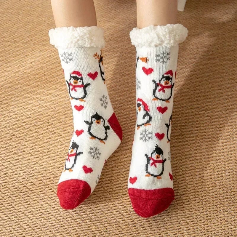 chausson chaussette de noel femme White penguin / One Size