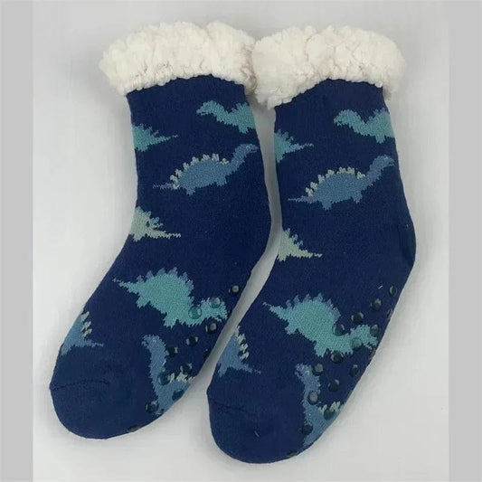 chausson chaussettes antidérapant Blue dinosaur / One Size