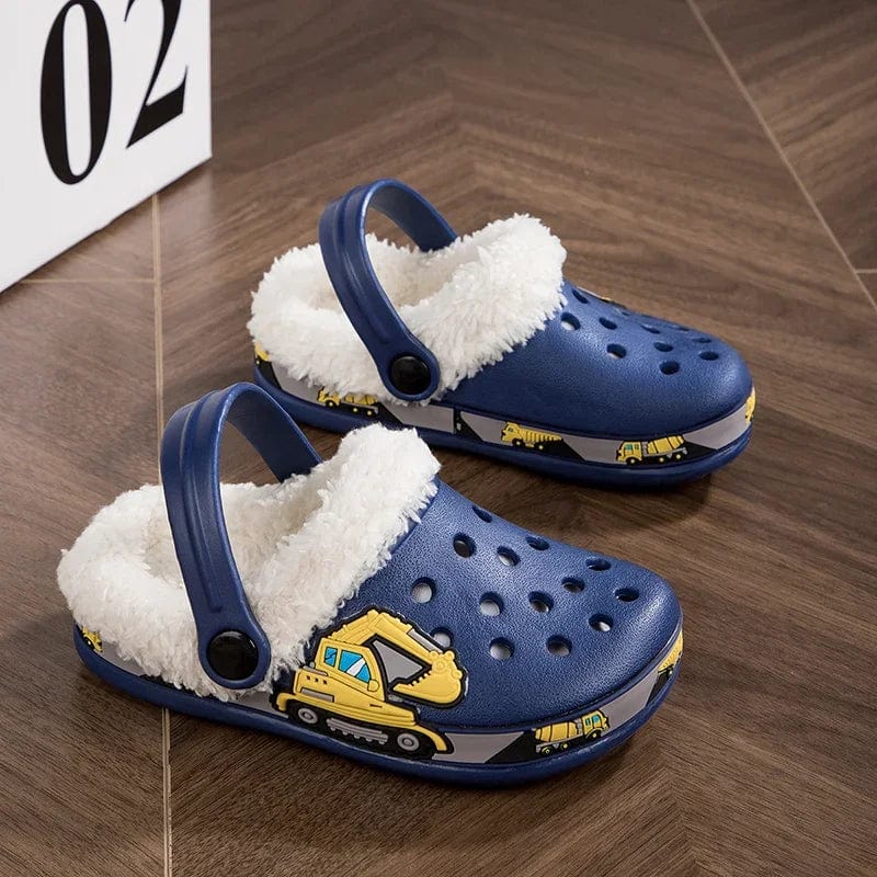 chausson enfant cuir bleu