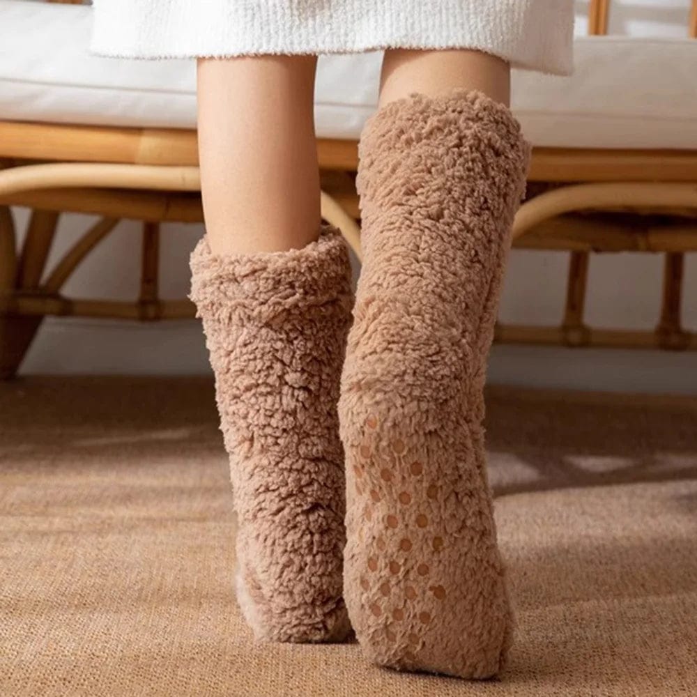 chaussons chaussettes antidérapantes femme Coffee-null