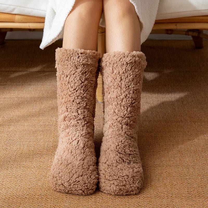 chaussons chaussettes antidérapantes femme Coffee-null