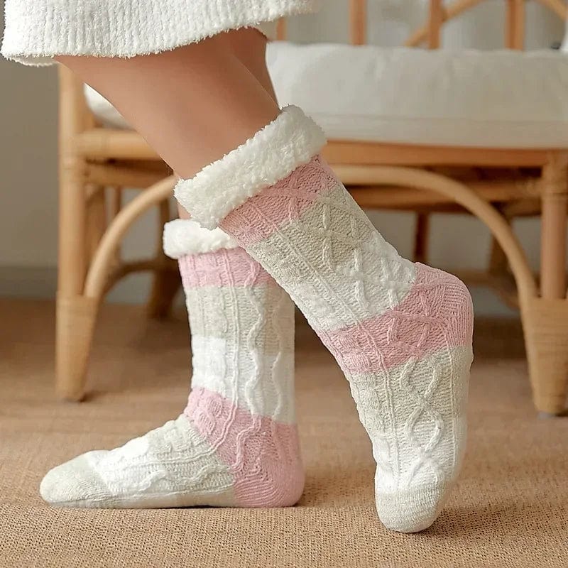 chaussons chaussettes antidérapantes Pink coffee 2 / One Size